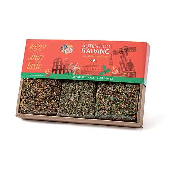 Набор подарочный Острые специи (специи для капрезе, специи арабьята, специи чеснок, масло и острый перец)