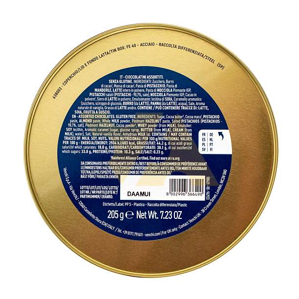 Ассорти шоколадных конфет BUREAU ALICE, VENCHI, 0,205 кг (ж/б шляпная коробка, коллекция «Рождественская Алиса»)  Venchi Италия