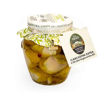 Артишоки Экстра в оливковом масле первого холодного отжима 30%, SANTAGATA, 0,29 кг (ст/б)