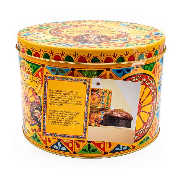 Панеттоне с засахаренными каштанами и шоколадно-ореховым кремом Джандуйя, DOLCE&GABBANA, 1 кг (ж/б)  Fiasconaro Италия