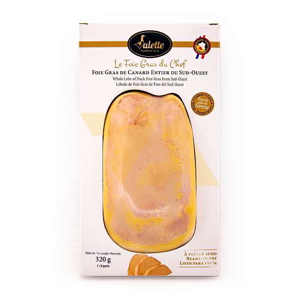Фуа-гра утиная шеф-повара IGP, цельная, VALETTE, 0,32 кг (в/у в коробке) 0.32 кг Valette Foie Gras Франция