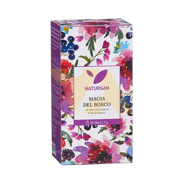 Чай черный классический Магия леса с нотками лесных ягод, 25 пакетиков по 1,7 гр., NATURSAN, 0,0425 кг (карт/кор)  SNAK Италия