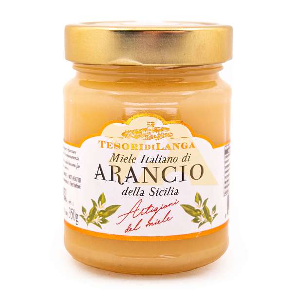 Мед апельсиновый из Сицилии, TESORI DI LANGA, 0,350 кг (ст/б)  Apicoltura Brezzo Италия