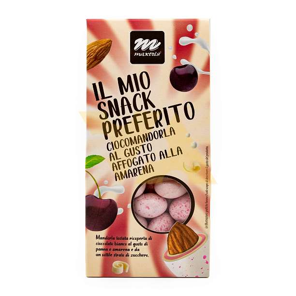 Миндаль обжаренный покрытый белым шоколадом со вкусом вишни IL MIO SNACK PREFERITO, MAXTRIS, 0,150 кг (карт/кор)  Confetti Maxtris Италия