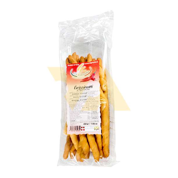 Гриссинотти с острым перцем, хлебные палочки толстые, TD GRISSINI, 0,2 кг 0.2 кг. TD GRISSINI Италия