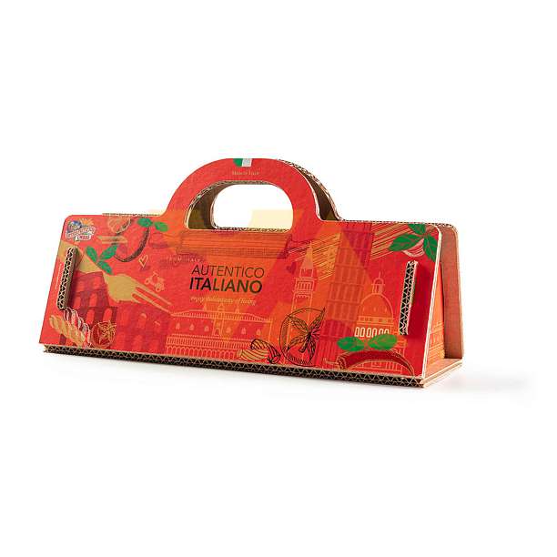 Набор подарочный СУМКА КРАСНАЯ AUTENTICO ITALIANO №4 (Соус Песто по-генуэзски, Тортильони, соус томатный Арраббьята) (карт/кор)
