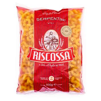 Серпентине №51, паста из твердых сортов пшеницы, RISCOSSA, 0,5 кг