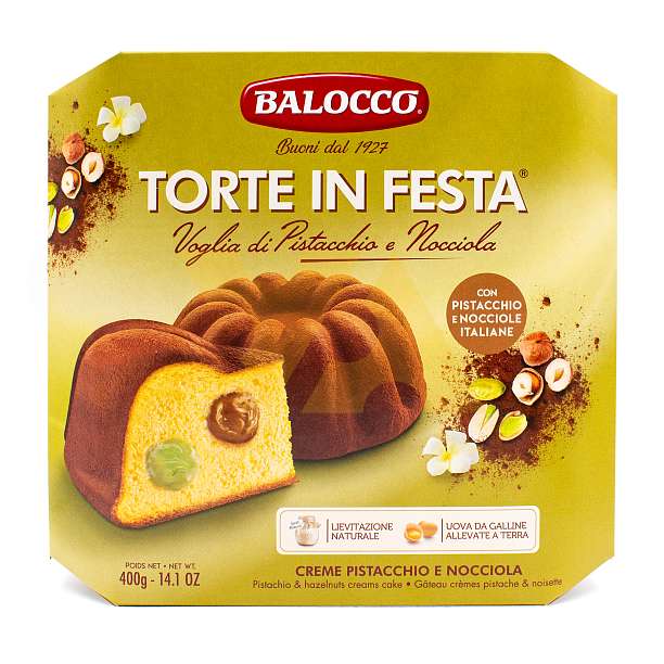 Торт с кремом из фисташек и лесного ореха TORTE in FESTA, BALOCCO, 0,400 кг (карт/кор)  Balocco Италия