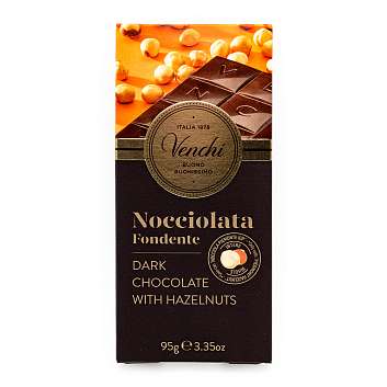 Шоколад темный с цельным фундуком из Пьемонта IGP, плитка, VENCHI, 0,095 кг (карт/кор)