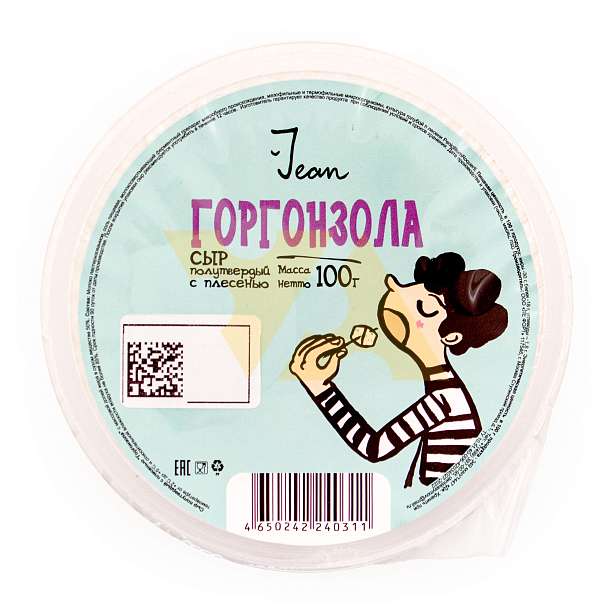 Горгонзола, сыр полутвердый с плесенью, Jean 0,100 кг (пл/б)  ЛЕ ФОРТ Россия
