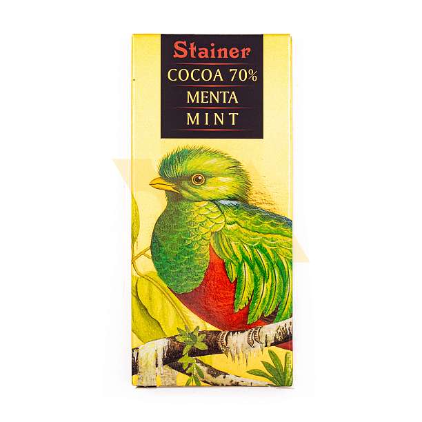Шоколад с мятой 1084, плитка темного шоколада с мятой, 70% какао, STAINER, 0,05 кг 0,05 кг ANDREA STAINER Италия