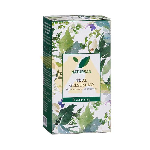 Чай зеленый GELSOMINO с жасмином, 25 пакетиков по 1,5 гр., NATURSAN, 0,0375 кг (карт/кор)  SNAK Италия