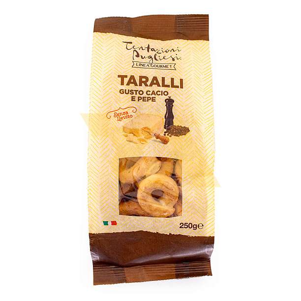 Таралли с сыром и черным перцем LINIA GOURMET, TENTAZIONI PUGLIESI, 0,250 кг  Tentazioni Pugliesi Италия