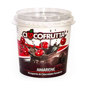 Вишня засахаренная в темном шоколаде (30%), CIOCCOFRUTTA, 0,135 кг (карт/стакан)