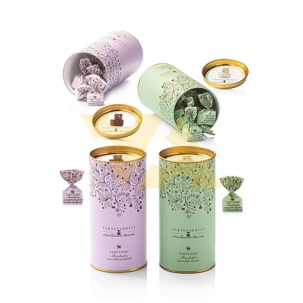 Конфеты Трюфель из миндаля и темного шоколада TARTUFIDOLCI, ANTICA TORRONERIA PIEMONTESE, 0,160 кг (туба)  Antica Torroneria Piemontese Италия