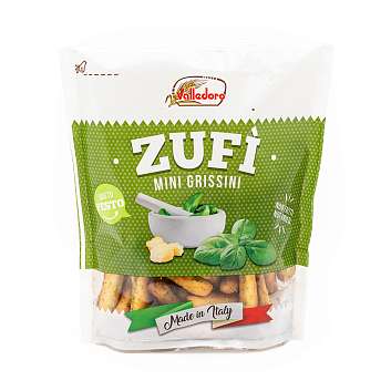 Мини гриссини со вкусом соуса Песто, ZUFÌ, 0,100 кг (пл/пак)