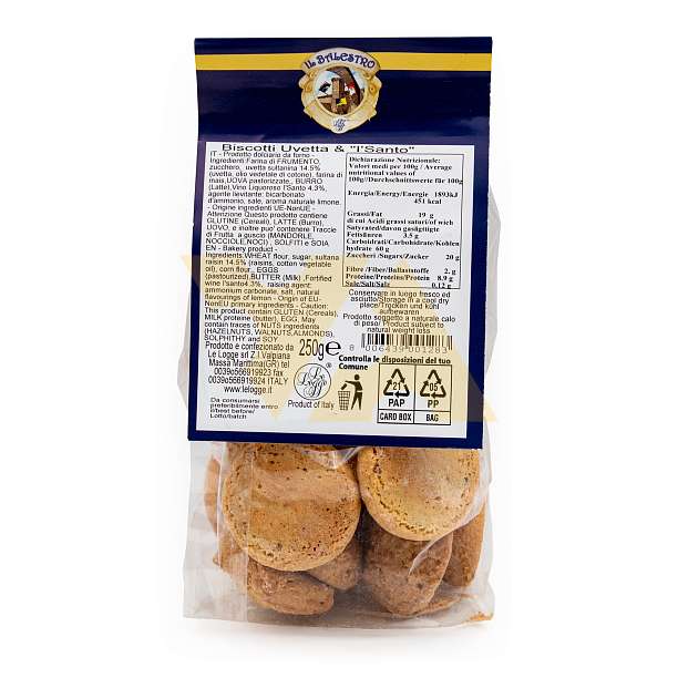 Печенье с изюмом и вином Винсанто, IL BALESTRO, 0,250 кг (пл/пак)  Le Logge Италия