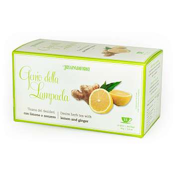 Чай травяной с лимоном и имбирем "Джин из лампы", 15 пакетиков по 3 гр, REGINADIFIORI, 0,045 гр (карт/кор)