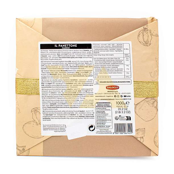 Панеттоне CLASSICO с изюмом и цукатами, рождественский кекс из Милана, BALOCCO, 1 кг (бум/упак) 1 кг. Balocco Италия