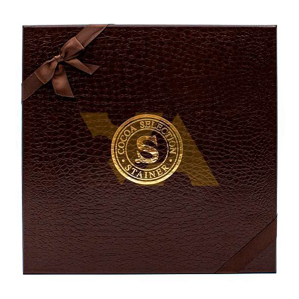 4085В Пралине ассорти COCOA SELECTION, STAINER, 0,250 кг (коричневая коробка с лентами)  ANDREA STAINER Италия