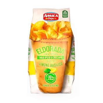 Чипсы картофельные со вкусом лимона и базилика с пониженным содержанием жира (-30%) ELDORADA, T.M. AMICA CHIPS, 0,130 кг