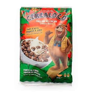 Сухой завтрак шарики с какао CEREALOCO, CEREALITALIA, 0,500 кг (пласт/пак)
