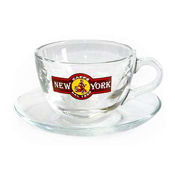 Набор стеклянных чашек и блюдец для Каппуччино с брендом CAFFE\' NEW YORK 6 шт