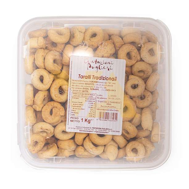 Таралли традиционные с оливковым масло первого холодного отжима (экстра верджин), TENTAZIONI PUGLIESI, 1 кг (пл/б)  Tentazioni Pugliesi Италия