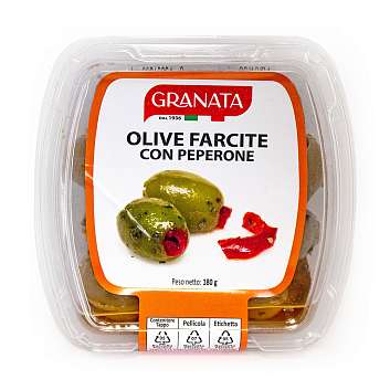Оливки фаршированные перцем, GRANATA, 0,18 кг (пл/конт)