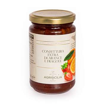 Конфитюр ЭКСТРА из апельсина и клубники, AGRISICILIA, 0,360 кг (ст/б)