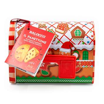 Панеттоне мини без цукатов в жестяной коробке в виде почтового ящика, рождественский кекс из Милана, BALOCCO, 0,08 кг (жест/кор)