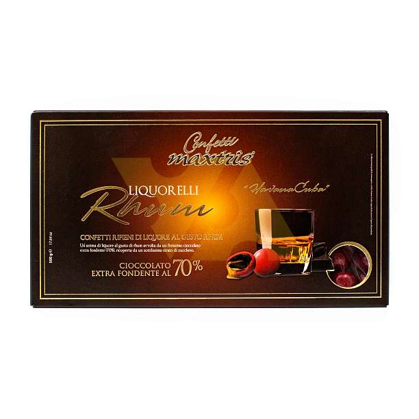 Конфеты из темного шоколада с начинкой из ликера со вкусом рома, LIQUORELLI, MAXTRIS, 0,5 кг (карт/кор)  Confetti Maxtris Италия