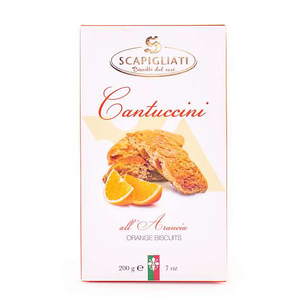 Кантуччини с апельсиновыми цукатами, SCAPIGLIATI, 0,200 кг (карт/кор)  Scapigliati Dolciaria Италия