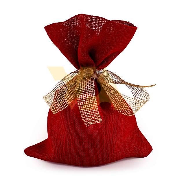 Мешок красный из джута для панеттоне 31х43