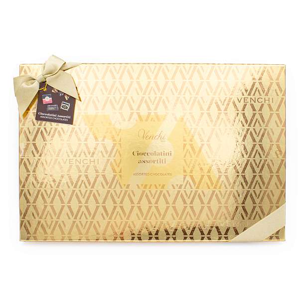 Ассорти конфет в темном шоколаде, 4 вида, VENCHI, 0,230 кг (подарочная золотая карт/кор Corporate)  Venchi Италия