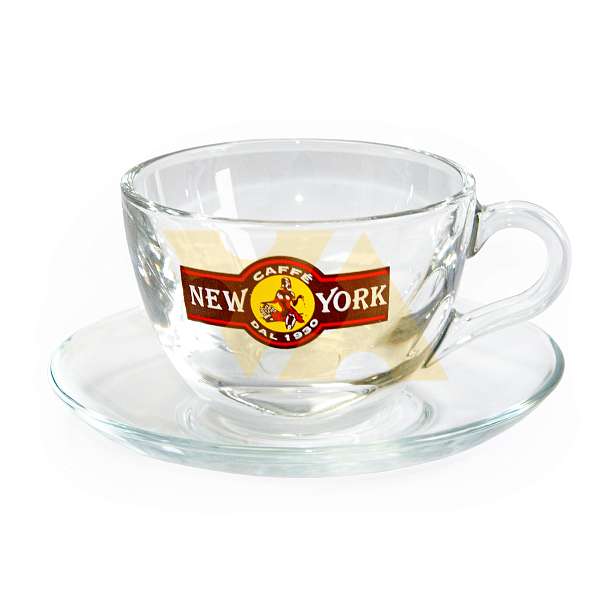 Набор стеклянных чашек и блюдец для Каппуччино с брендом CAFFE' NEW YORK 6 шт  