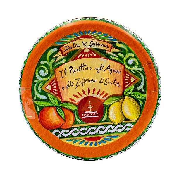Панеттоне с сицилийским цитрусовыми цукатами и шафраном без изюма DOLCE&GABBANA, 0,100 кг (ж/б)  Fiasconaro Италия