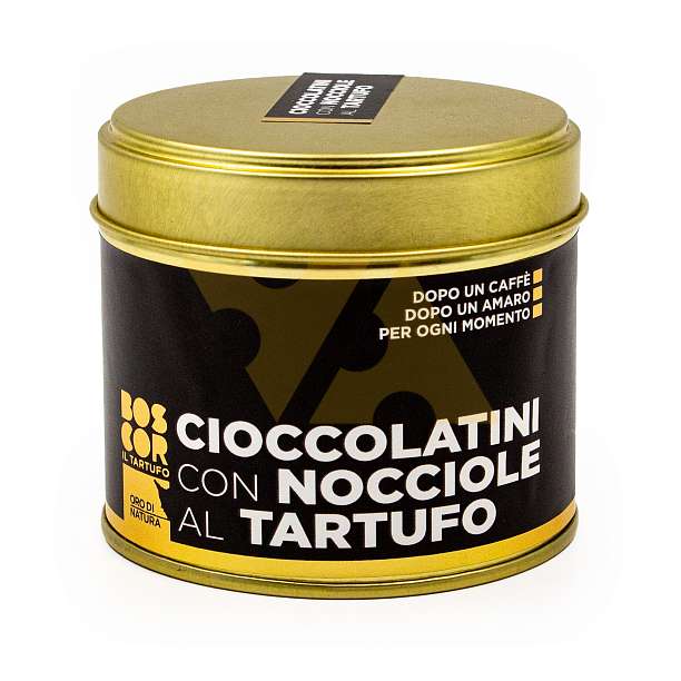 Конфеты шоколадные с дробленым фундуком и черным трюфелем BOSCOR, CALUGI, 0,080 кг (ж/б)  BOSCOR, CALUGI Италия