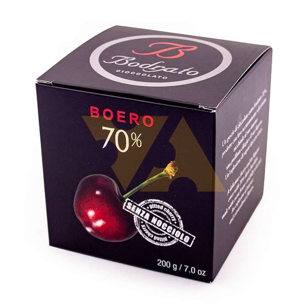 Конфеты Боеро черешня с граппой в темном шоколаде, BODRATO CIOCCOLATO, 0,200 кг (карт/кор кубиком)  Bodrato Cioccolato Италия