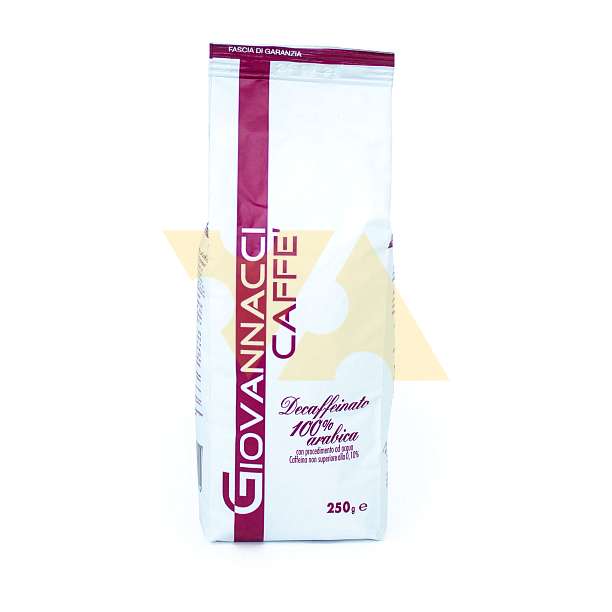 Кофе в зернах без кофеи DECAFFEINATO, смесь обжаренная 100% Арабика, GIOVANNACCI, 0,25 кг (фольг/п)  Giovannacci Caffè Италия