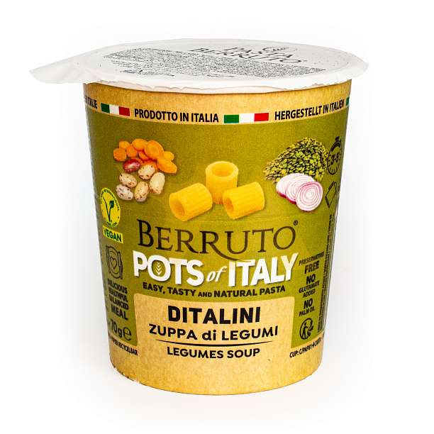 Диталини с бобовым супом, паста с сухим соусом, BERRUTO, 0,070 кг  Pasta Berruto Италия