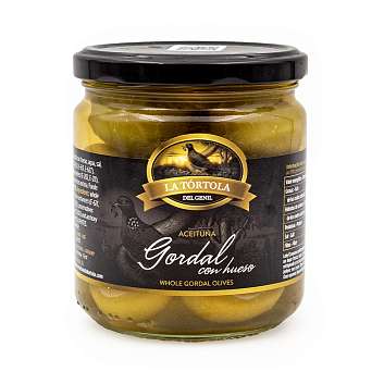 Оливки зеленые с косточками "GORDAL", LA TORTOLA, 0,370 кг/0,200 кг (ст/б)