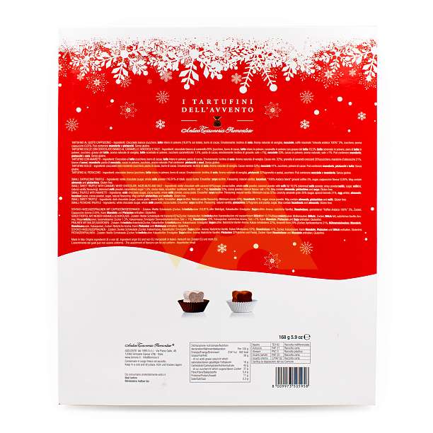 Конфеты ассорти трюфелей "Рождественский календарь" I TARTUFINI DELL'AVVENTO, 5 видов, ANTICA TORRONERIA PIEMONTESE, 0,168 кг (карт/кор новогодняя)  Antica Torroneria Piemontese Италия