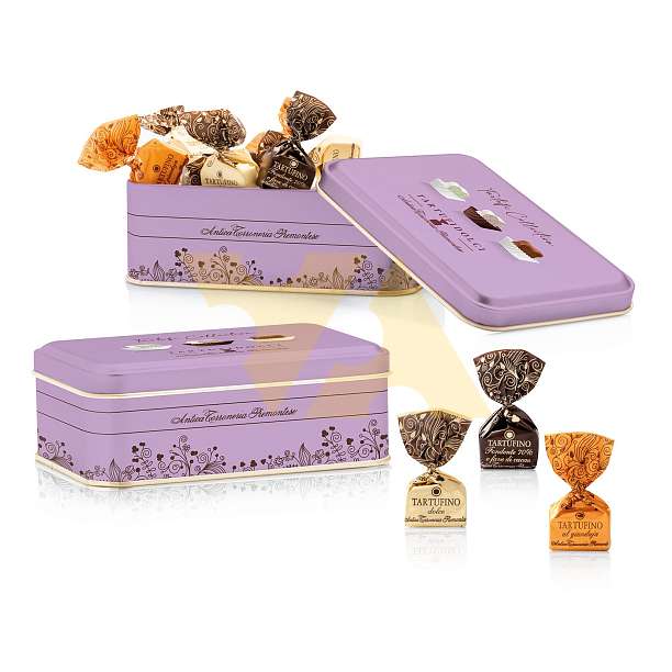 Ассорти Трюфельная коллекция TARTUFIDOLCI, 3 вида, ANTICA TORRONERIA PIEMONTESE, 0,140 кг (фиолетовая ж/б)  Antica Torroneria Piemontese Италия