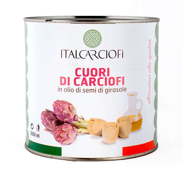 Артишоки сердцевинки в подсолнечном масле, ITALCARCIOFI, 2,6 кг/ 1,2 кг/2,65 л (ж/б)  Italcarciofi S.r.L. Италия