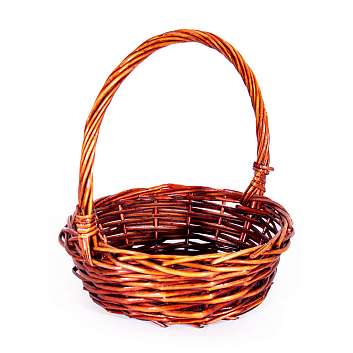 Корзина малая рыжая лоза круглая (высота 32, диаметр 28)