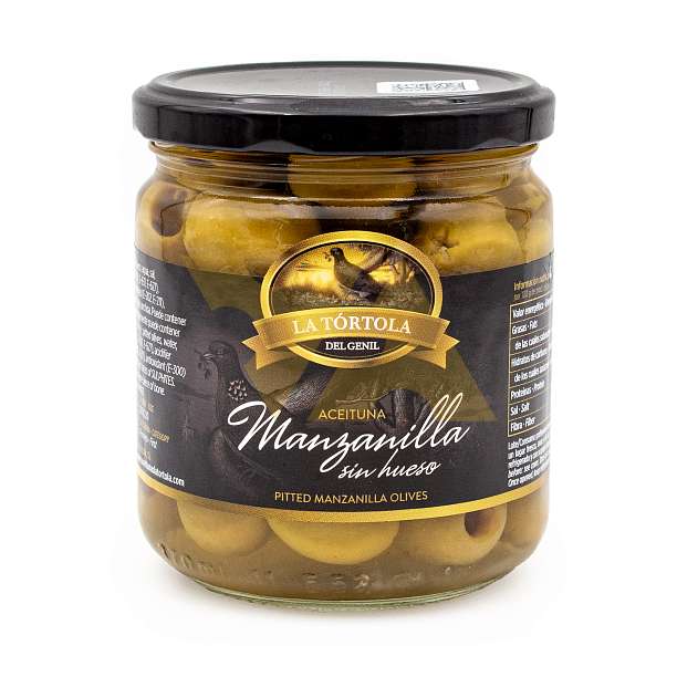 Оливки зеленые без косточек "MANZANILLA", LA TORTOLA, 0,370 кг/0,200 кг (ст/б)  LA TORTOLA Испания