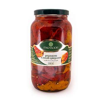 Перец жареный на гриле в подсолнечном масле, ITALCARCIOFI, 2,9 кг/1,8 кг/3,1 л (ст/б)