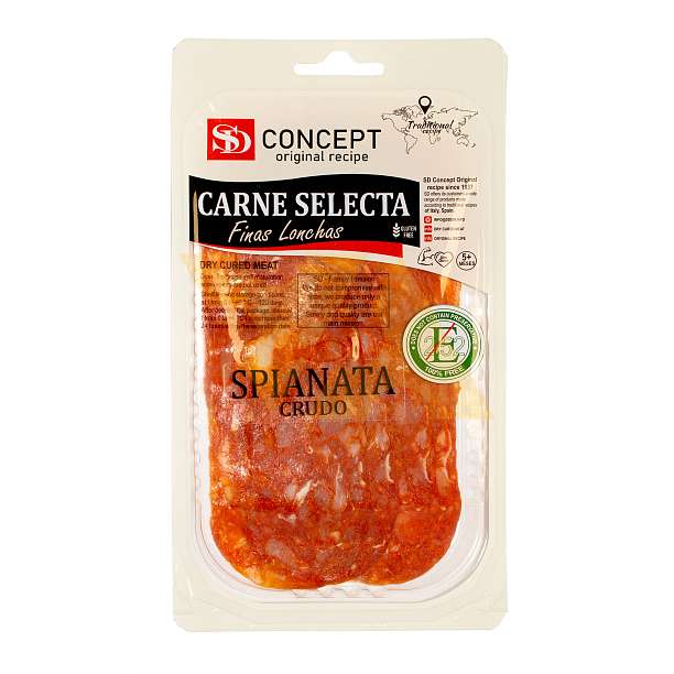 Спьяната, колбаса сыровяленая SD, выдержка от 4 мес., нарезка, 0,050 кг  Сытный дом Россия