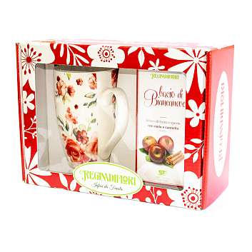 Набор подарочный Чай "Поцелуй Белоснежки" 45 гр,15 пакетиков по 3 гр, и кружка фарфоровая 500 мл REGINADIFIORI (подарочная карт/кор)